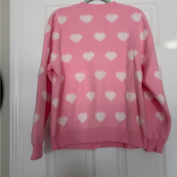 Lilly Pulitzer Keane Cardigan size XL light pink with white hearts - Picture 8 of 8